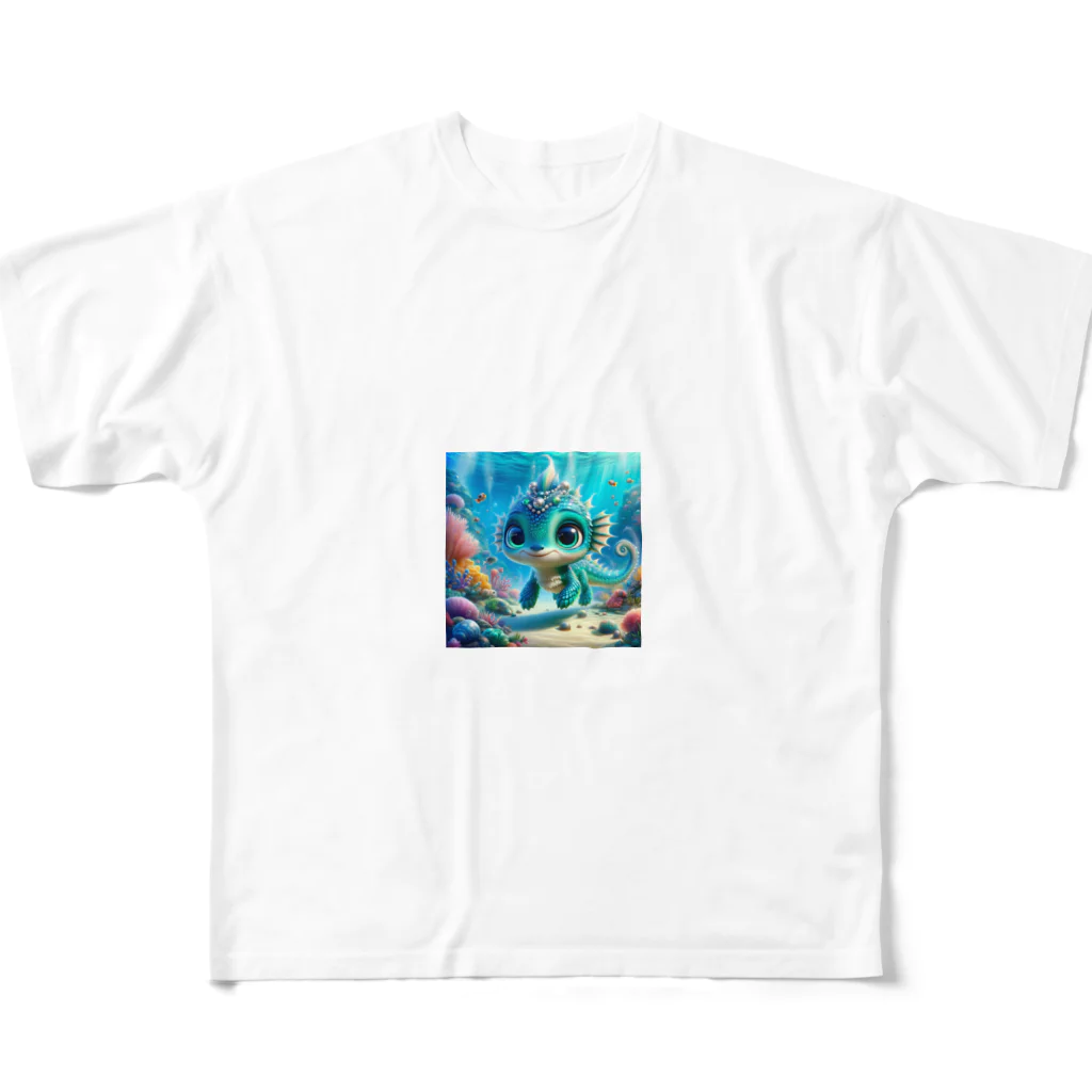 mwu-la-fllagaのタツノオトシゴ フルグラフィックTシャツ
