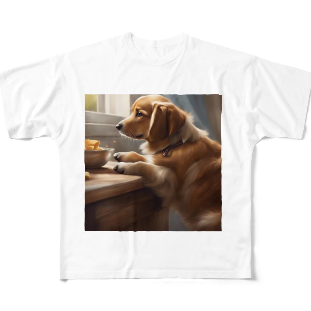 ponazuの帰りを待つ犬 All-Over Print T-Shirt