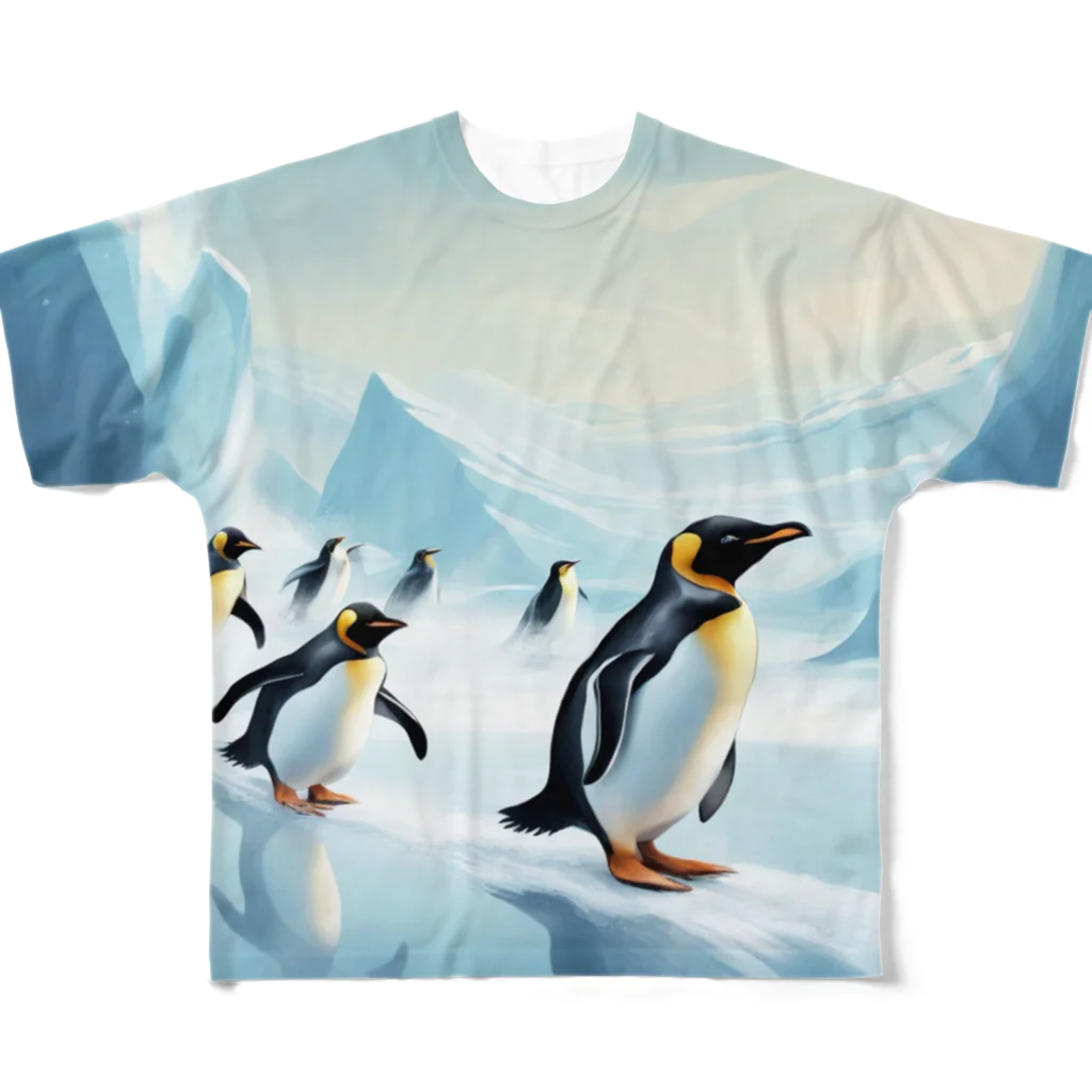 Toppogidaikonの競争するペンギン達 フルグラフィックTシャツ