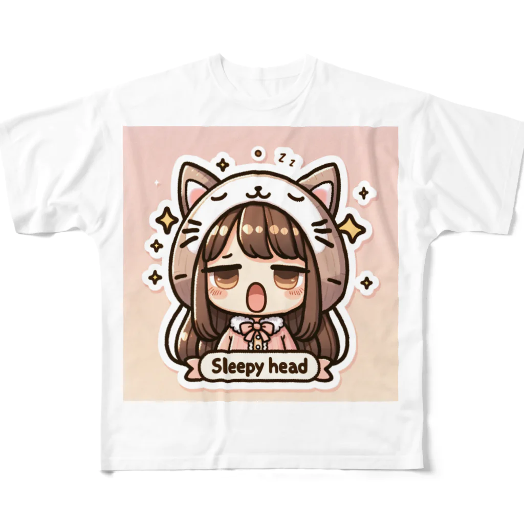 mimikkyu322のsleepy　girl2 フルグラフィックTシャツ