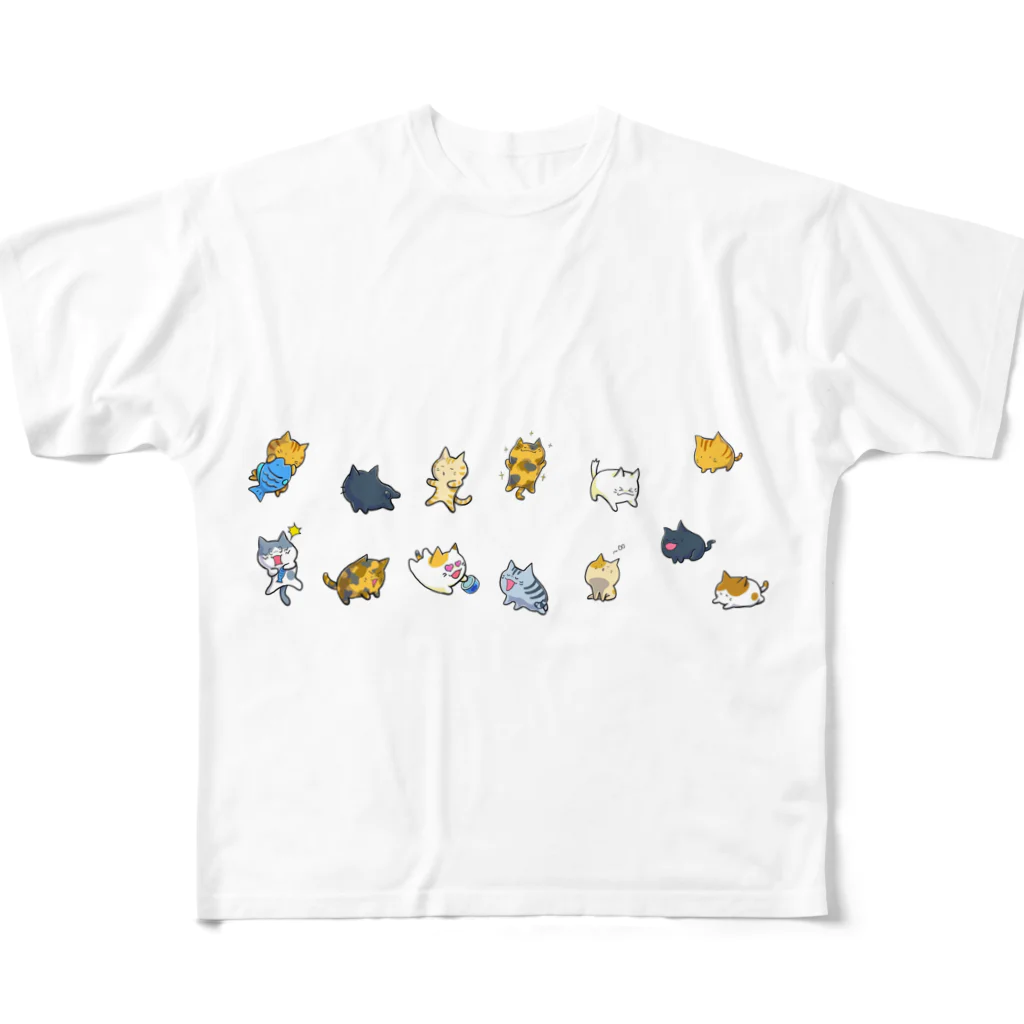 もふもふ堂の猫たちの集会 All-Over Print T-Shirt