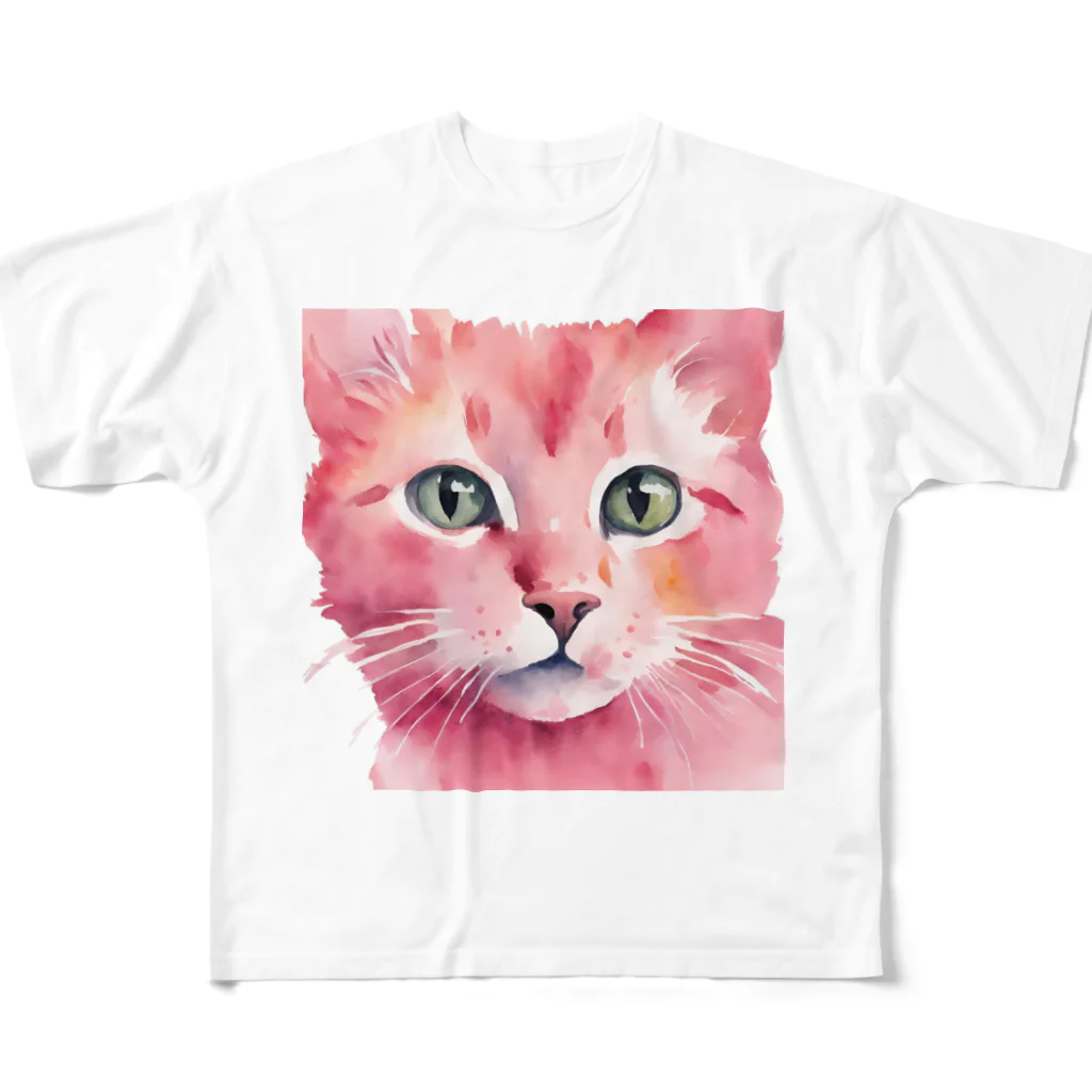 キャツアイのピンクの猫ちゃんやで All-Over Print T-Shirt