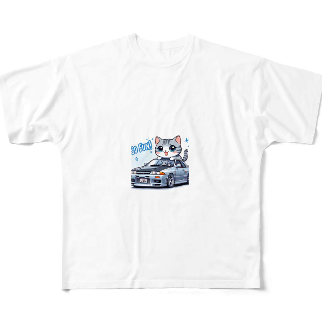 takkun0328のGT-Rと猫の夢のコラボ！ フルグラフィックTシャツ