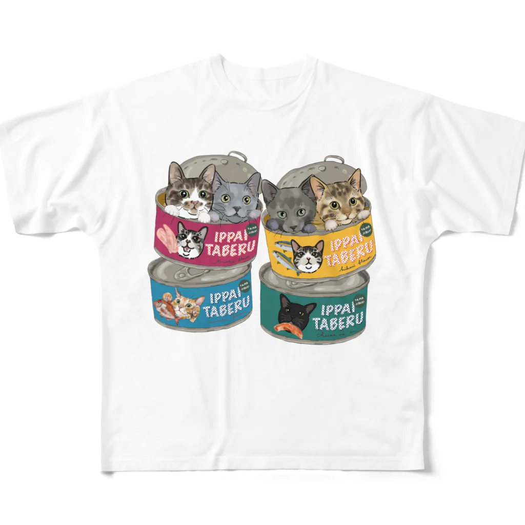 みきぞーん｜保護猫 ミッキー画伯と肉球とおともだちのmuchaguraainima All-Over Print T-Shirt