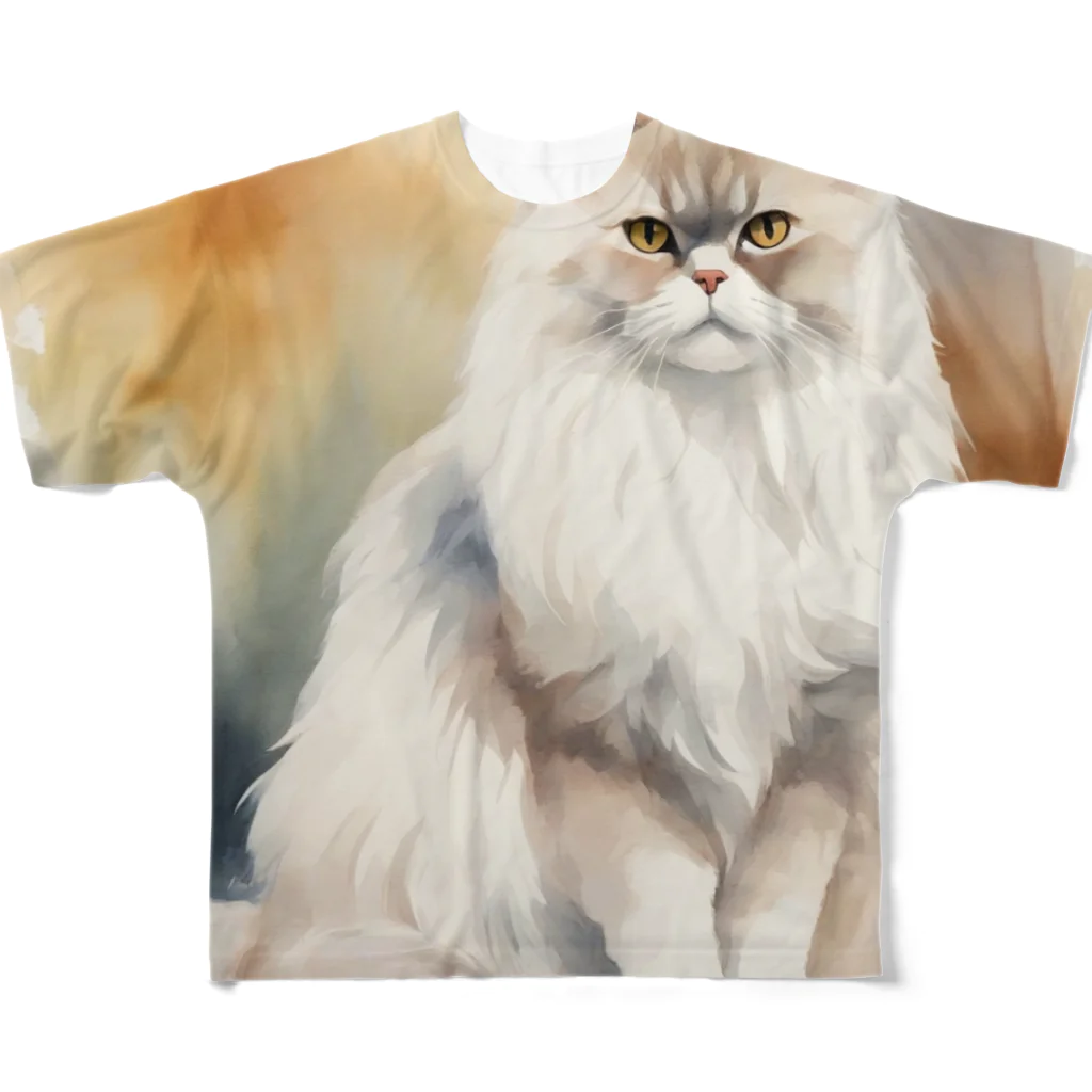 hiname-studioのペルシャ猫 フルグラフィックTシャツ