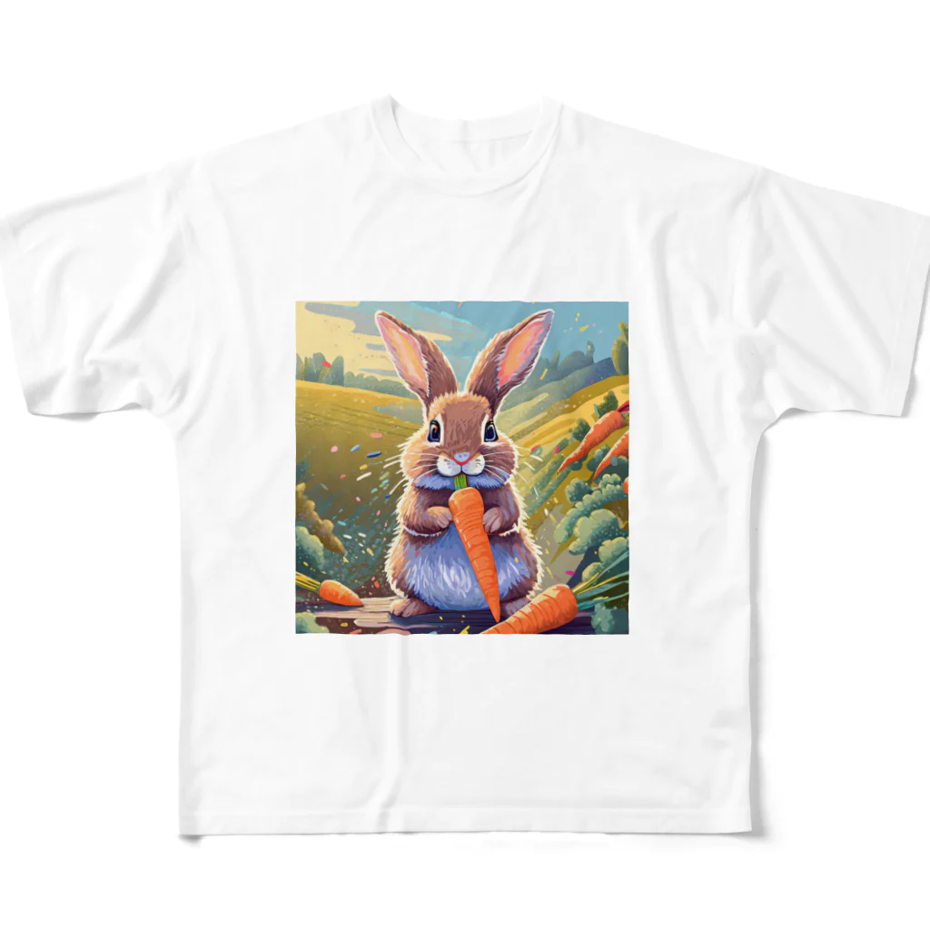 うさぎやのニンジンを食べるうさぎ All-Over Print T-Shirt