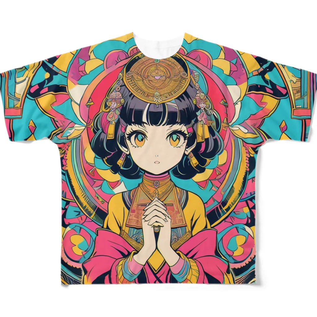 カピパーラ🐻のあなたの幸運を祈る女神♪開運ガール02♪ フルグラフィックTシャツ