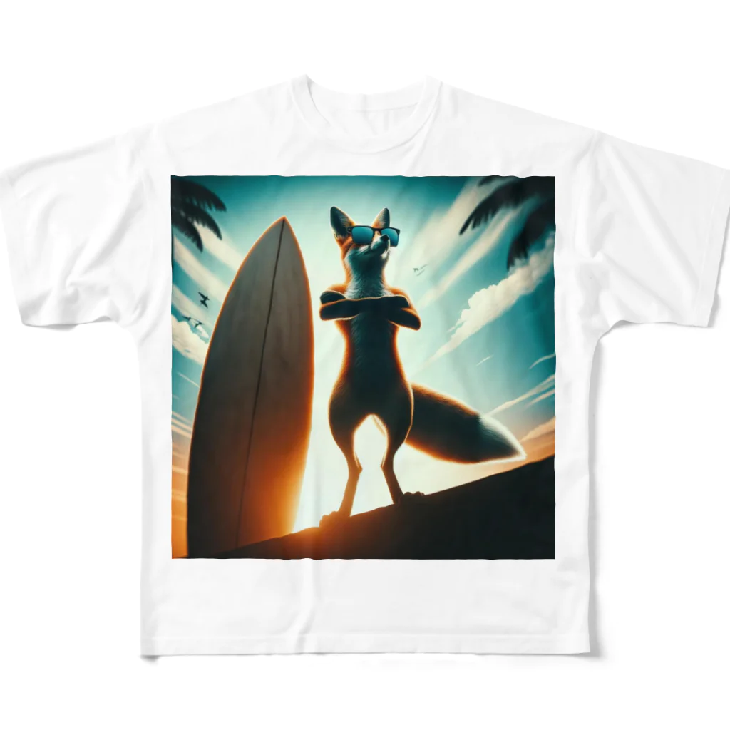 かわクールの夏の狐 フルグラフィックTシャツ