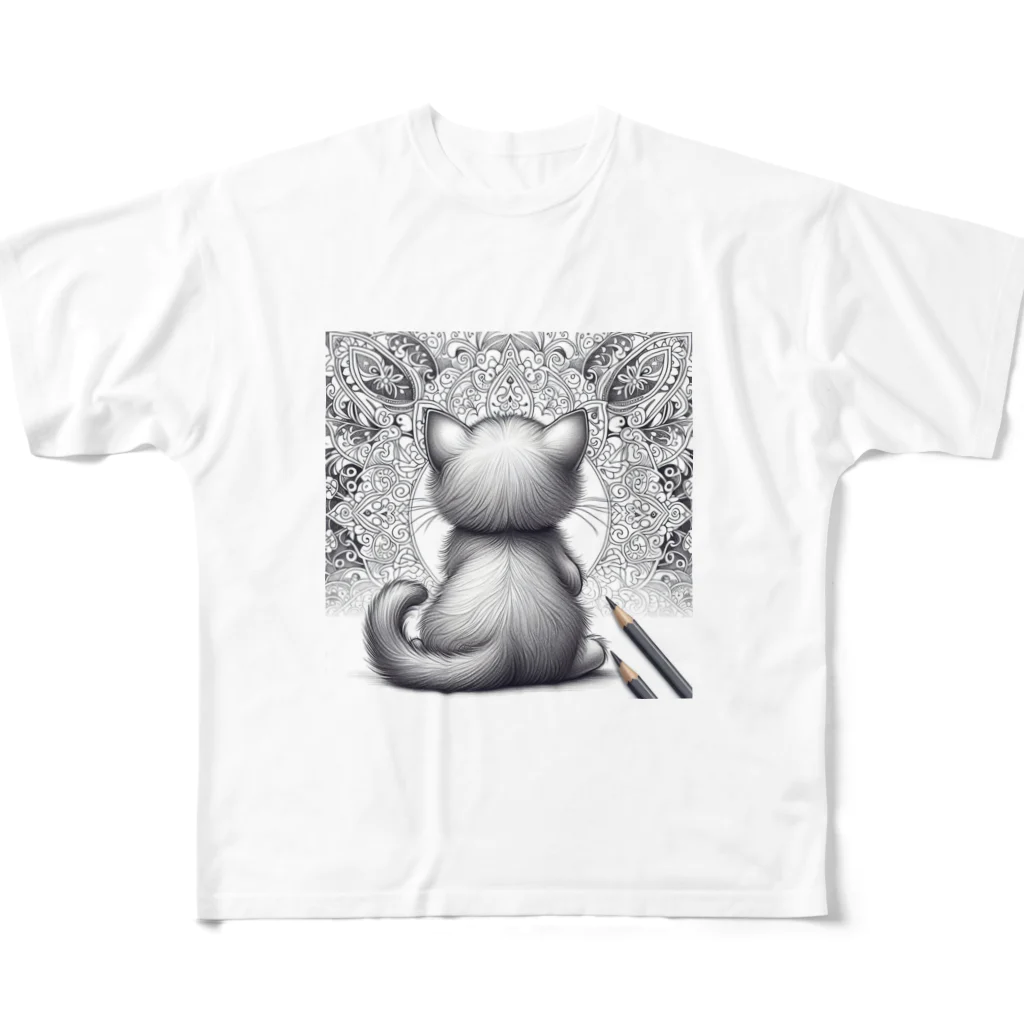 にくきゅう299のBack-raised Dream Cat All-Over Print T-Shirt
