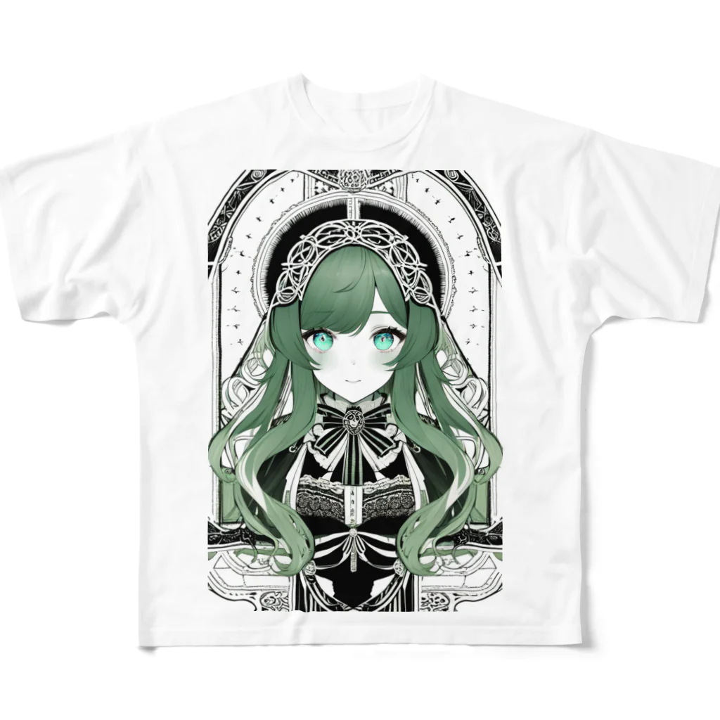 kyon1aiartの㎇ちゃん　グレースケール風　B All-Over Print T-Shirt