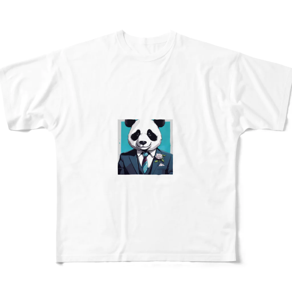 crazypanda2のビジネスパンダ フルグラフィックTシャツ