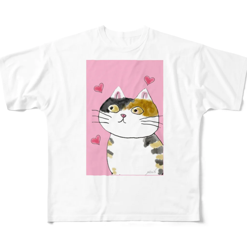 MIe-styleのみぃにゃんハートに囲まれて All-Over Print T-Shirt