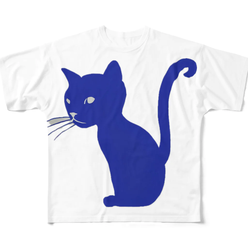 MEGROOVEのシルエットにゃん🐱 フルグラフィックTシャツ