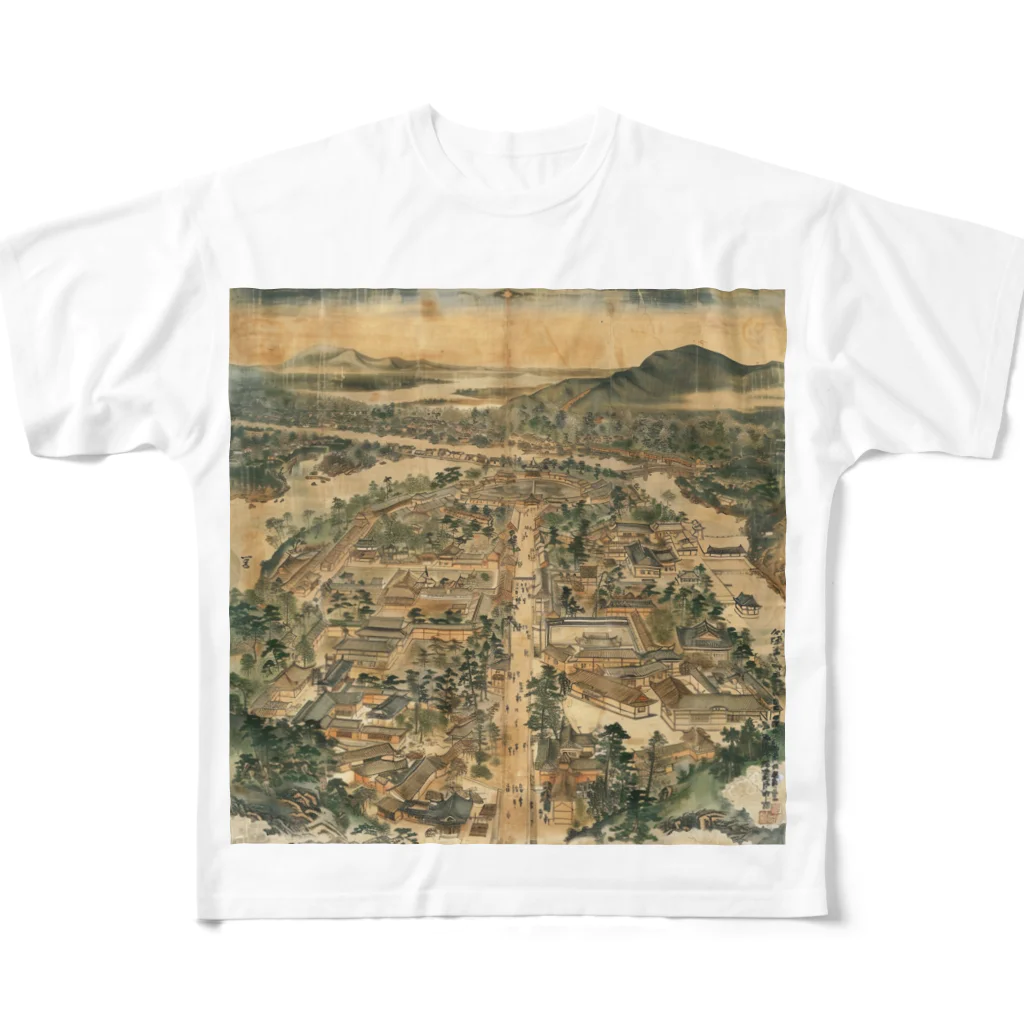 MistyStarkの日本の原風景_江戸の町 フルグラフィックTシャツ