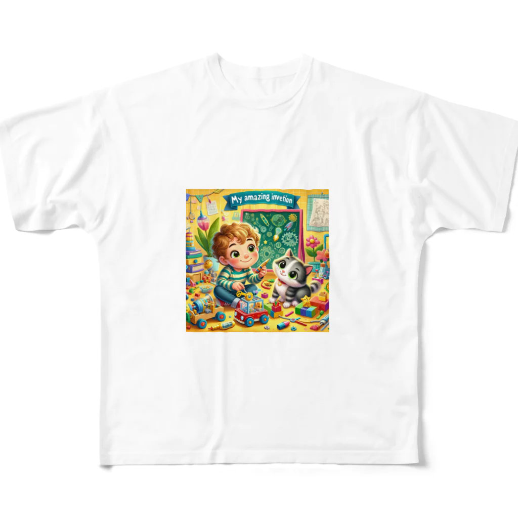 ほっこり絵音舎のぼくのすごいはつめい All-Over Print T-Shirt