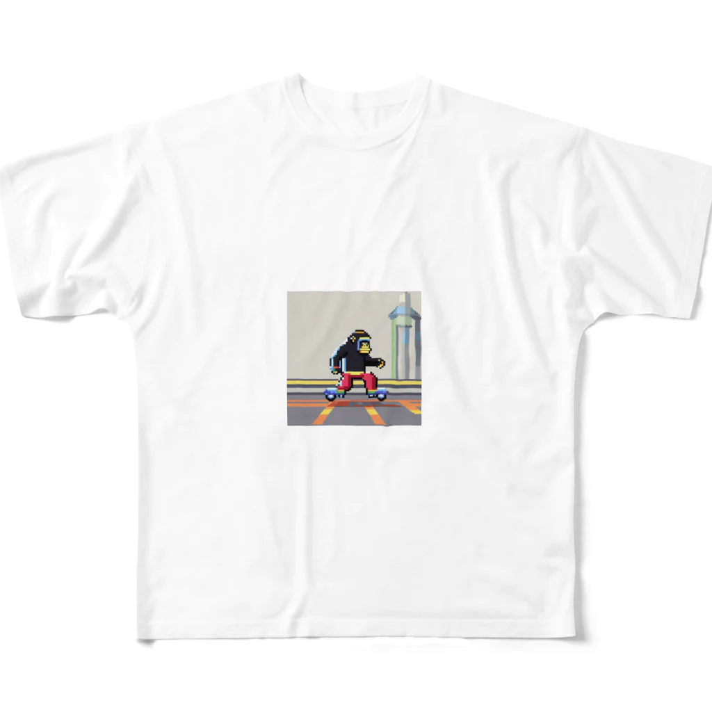 Mr-banhoのスケボーゴリラ フルグラフィックTシャツ