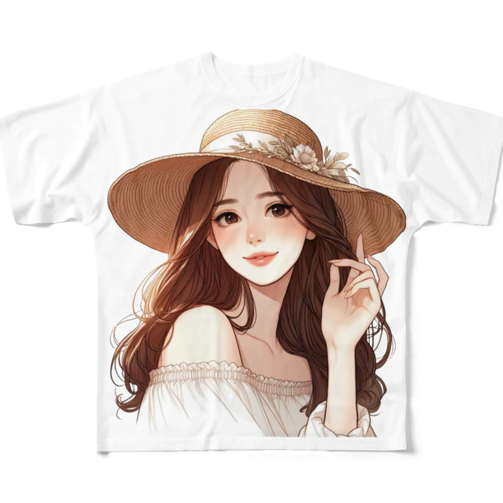 takoyaki-shopの涼しげな女性1 フルグラフィックTシャツ