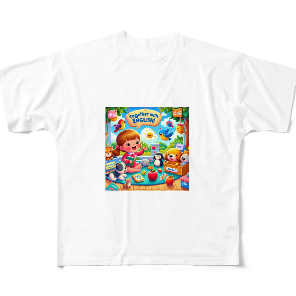 ほっこり絵音舎のいっしょにえいご！ All-Over Print T-Shirt