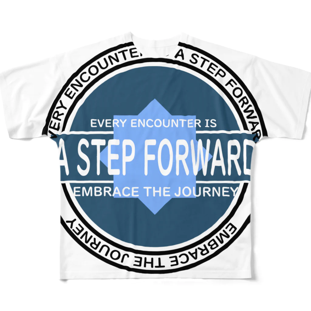 NamataのEVERY ENCOUNTER IS A STEP FORWARD All-Over Print T-Shirt