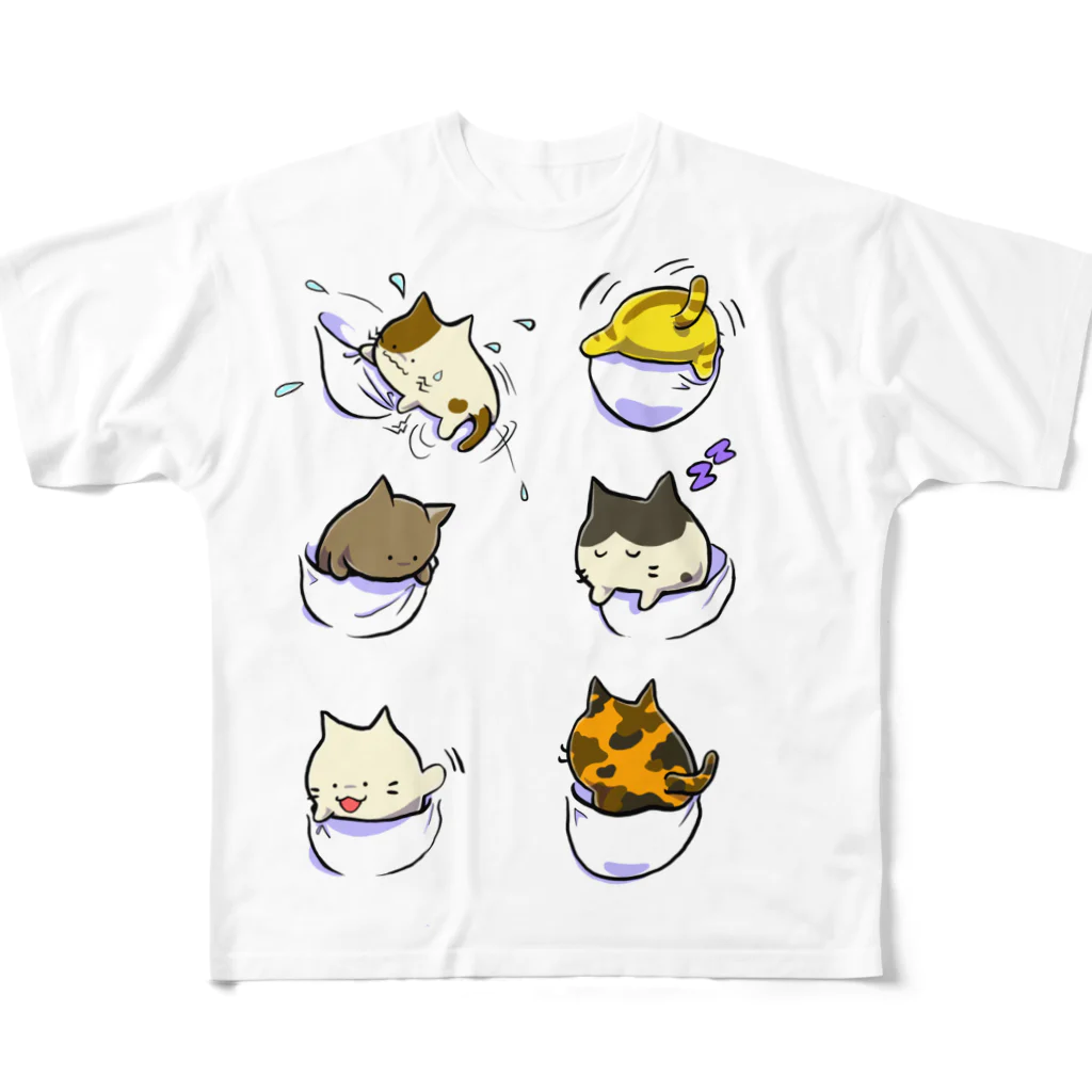 もふもふ堂の猫ポケットスタイル 풀그래픽 티셔츠