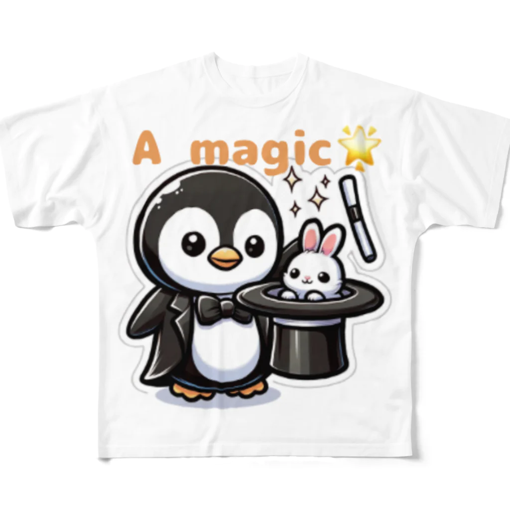 tsukino-utenaのおめかしPenguin、魔法使いになる。 フルグラフィックTシャツ