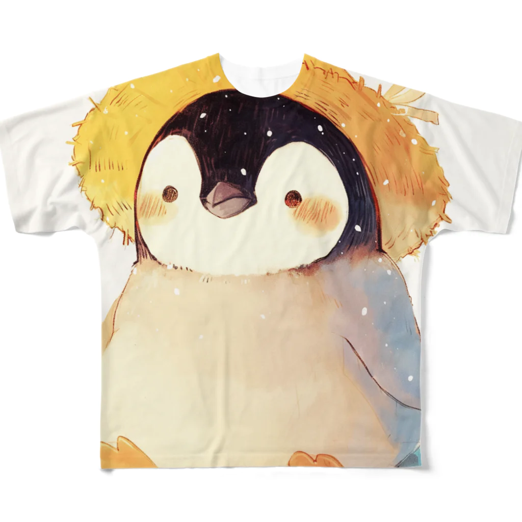 AQUAMETAVERSEの帽子をかぶった可愛い子供ペンギン Marsa 106 フルグラフィックTシャツ