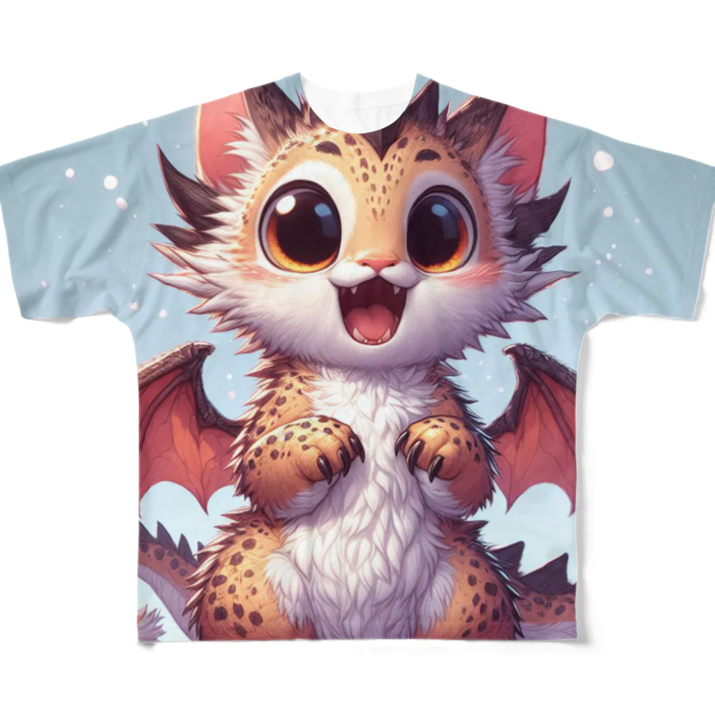 nekodoragonのびっくり！ 猫ドラゴン All-Over Print T-Shirt