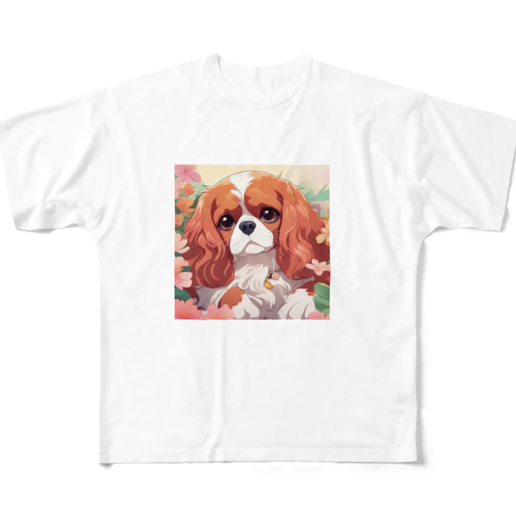 LoraCafeの春だねローラ フルグラフィックTシャツ