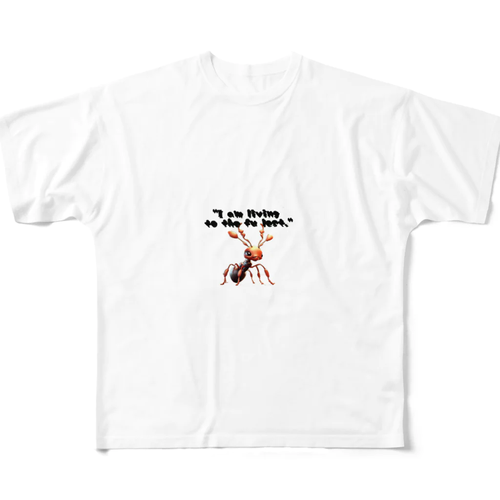 ツキノシタ/ tukinoshitaの蟻さんと精一杯生きていますの英字 All-Over Print T-Shirt