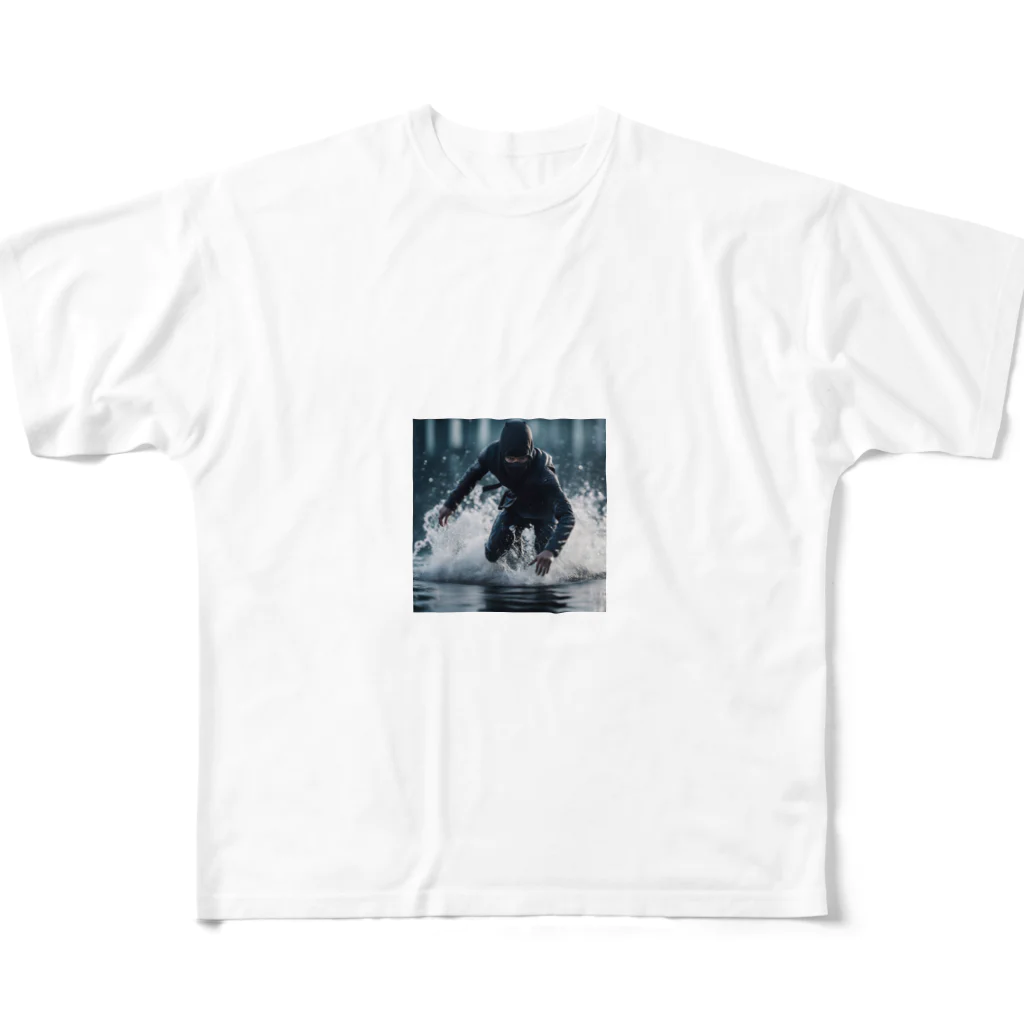 ninja925の水の上を走る忍者 All-Over Print T-Shirt