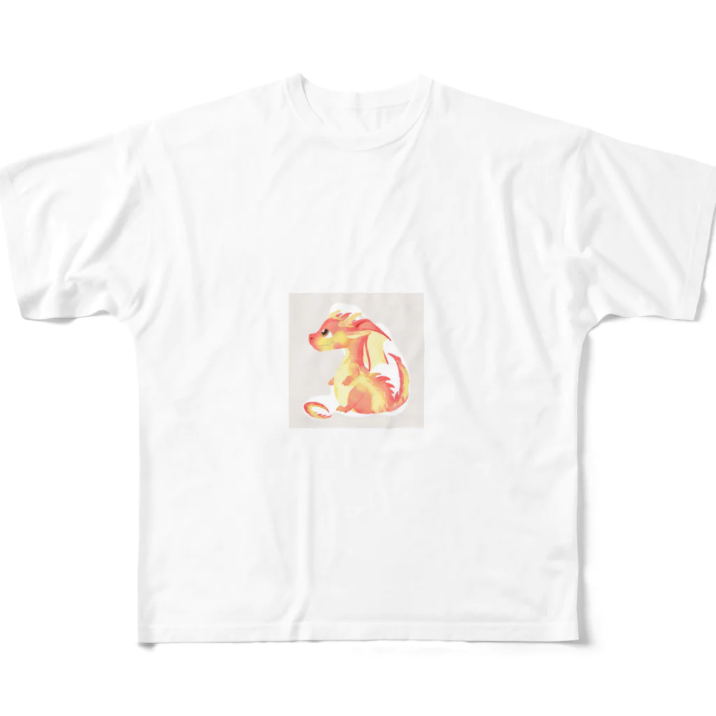 ニャン丸の火の世界に生まれたドラゴン All-Over Print T-Shirt