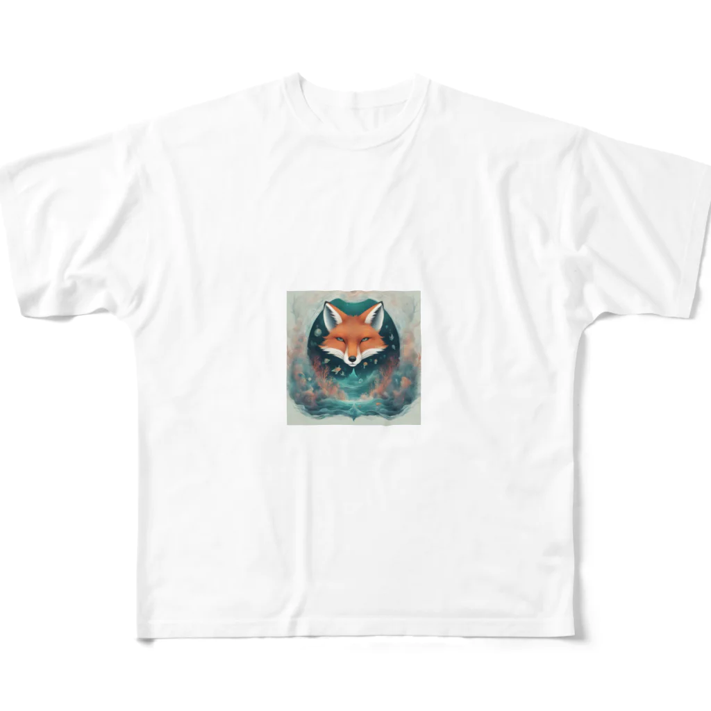 ブルーレイの深海を想う狐 All-Over Print T-Shirt