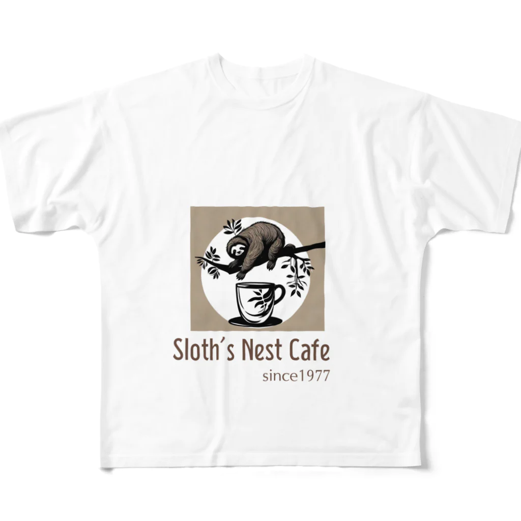 leisurely_lifeのSloth’s Nest Café フルグラフィックTシャツ