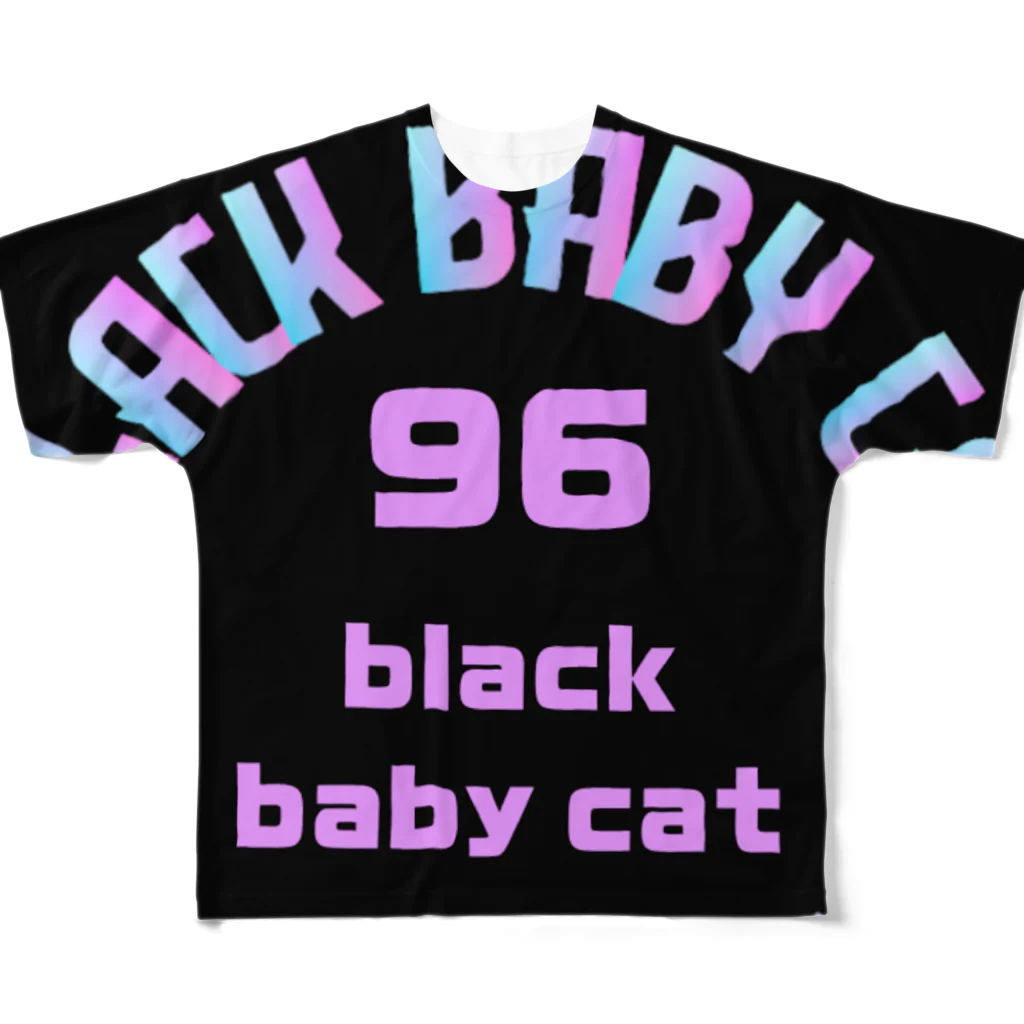 黒猫たんとちゃんのblack baby cat フルグラフィックTシャツ