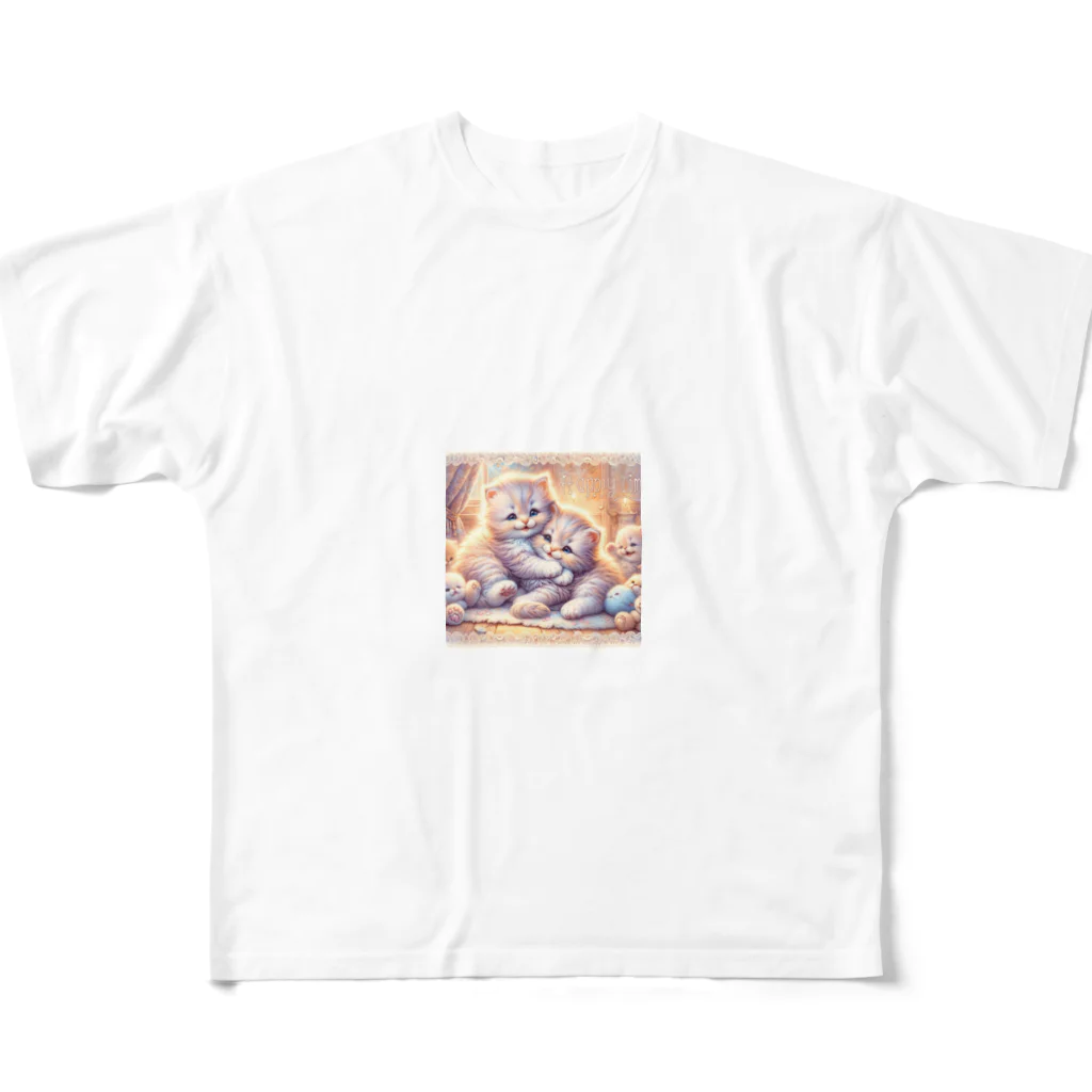 Yuya-Naganoの仲良く遊ぶ兄弟の猫 フルグラフィックTシャツ