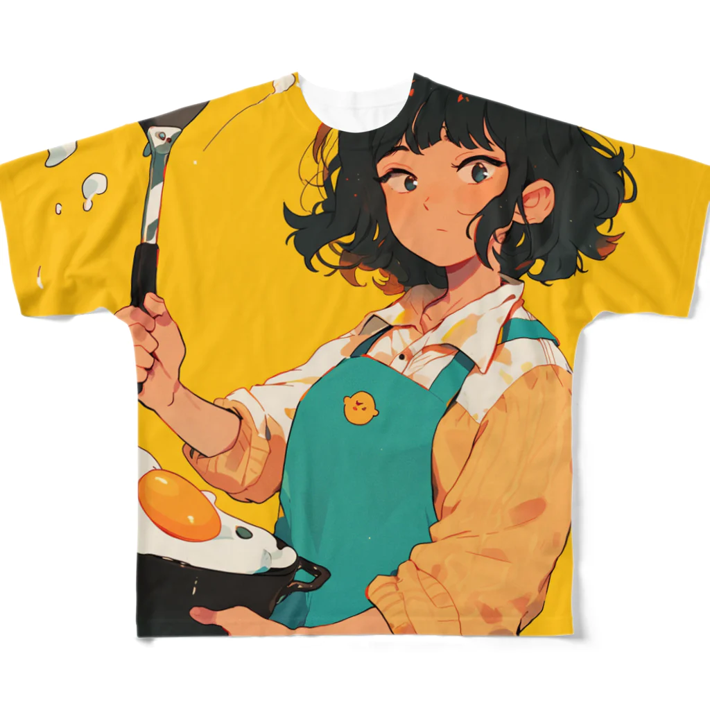 AQUAMETAVERSEの目玉焼きを作ってる女性 Marsa 106 フルグラフィックTシャツ