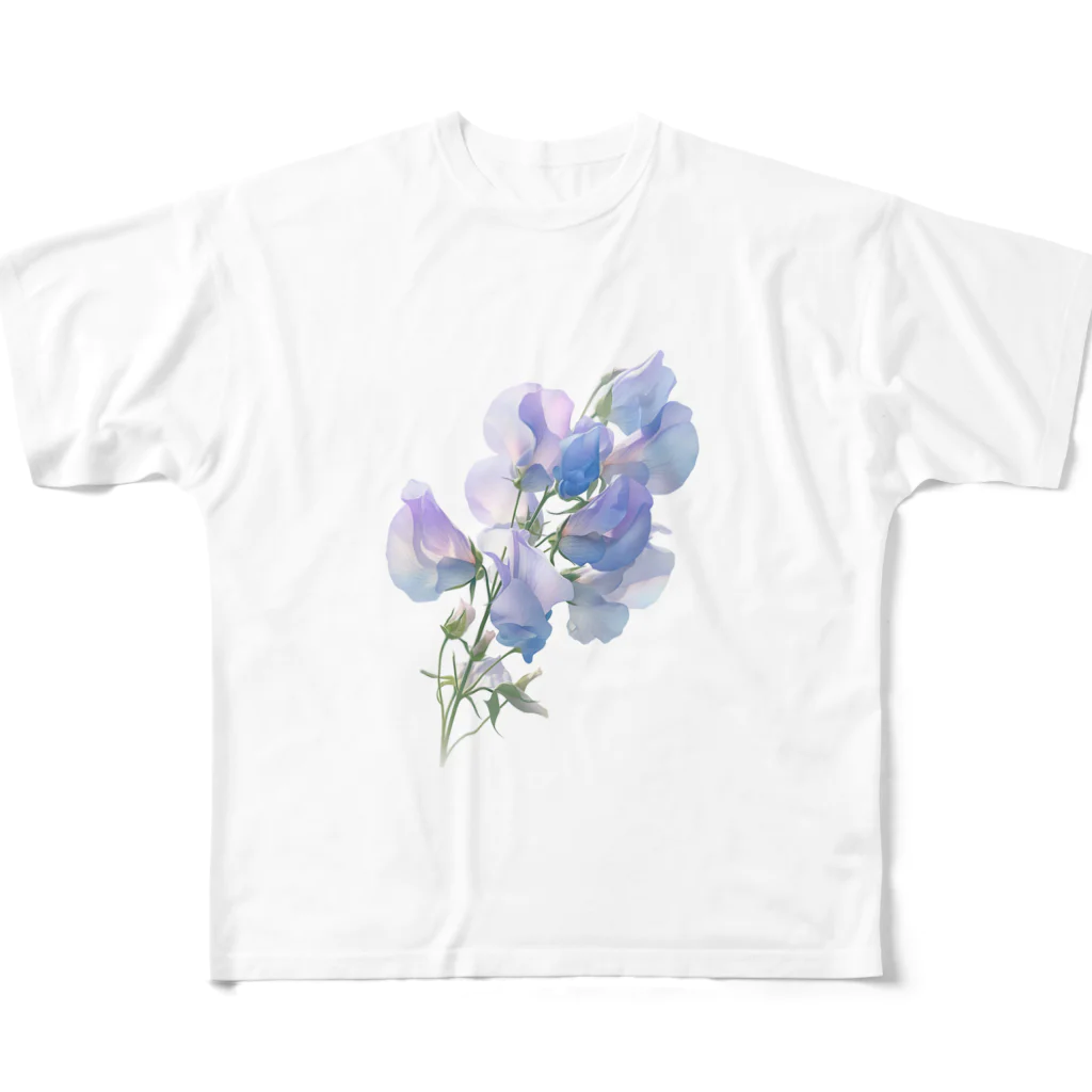 AQUAMETAVERSEのブルーパプルの色のスイトピー　なでしこ1478 All-Over Print T-Shirt