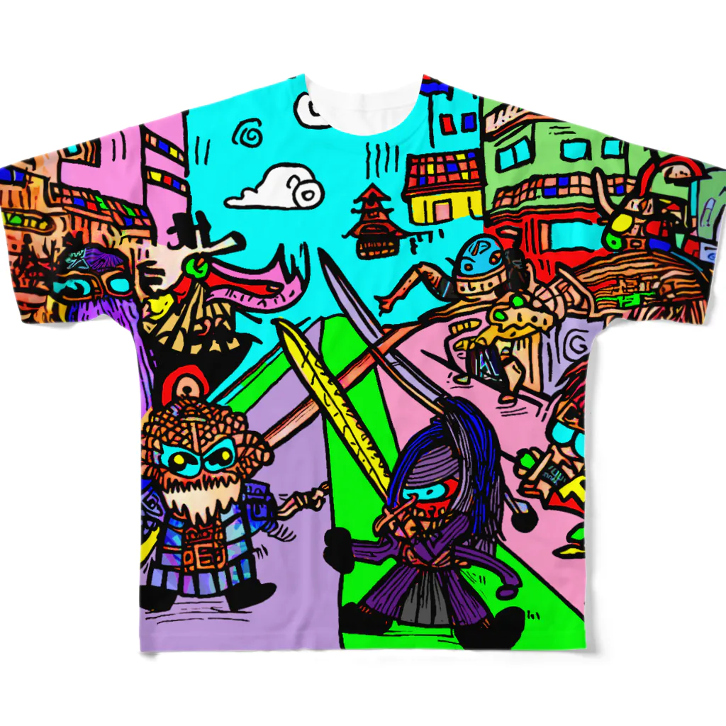 Ａ’ｚｗｏｒｋＳの宇宙人類皆兄弟 HORIZONTAL All-Over Print T-Shirt