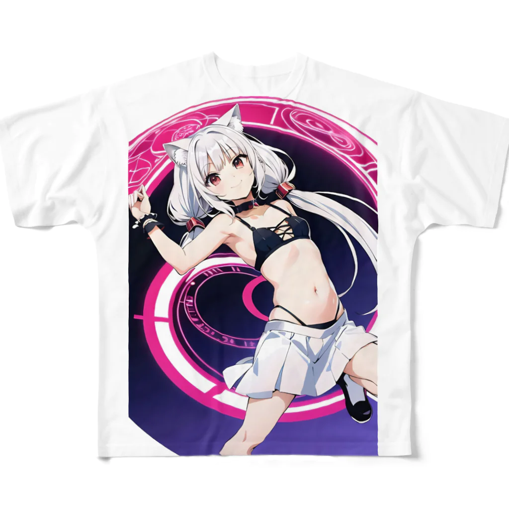 魔法猫少女ルナの魔法猫少女ルナ　ポップカラーデザイン08 フルグラフィックTシャツ