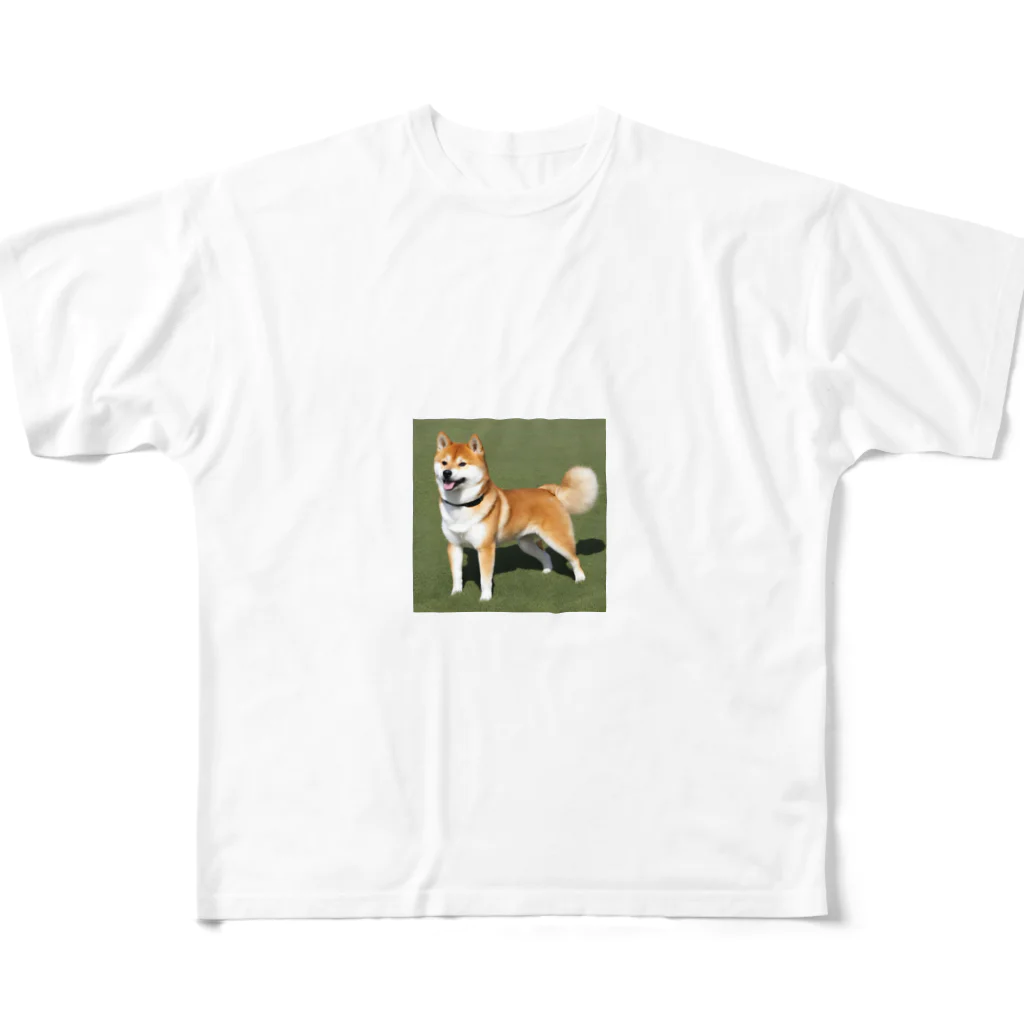 柴犬大好きマンのかわいい柴犬　赤毛 フルグラフィックTシャツ