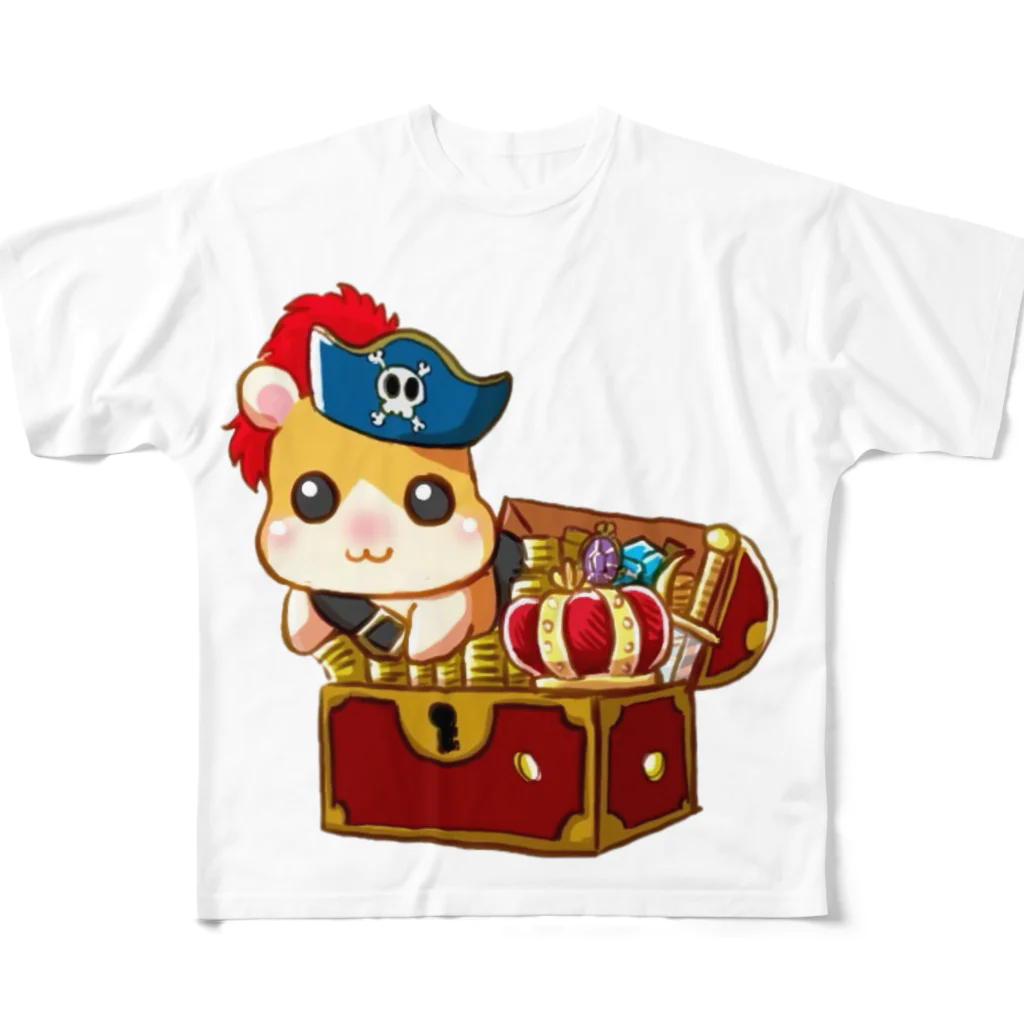 人生おきらくごくらくハムスターの海賊ハムスター フルグラフィックTシャツ