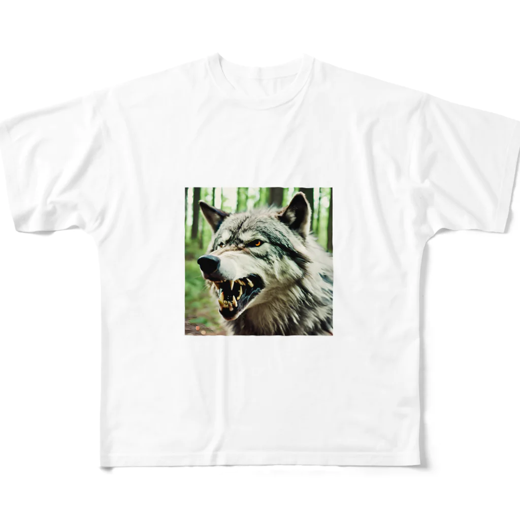 POINT MONEYのAngry wolf フルグラフィックTシャツ