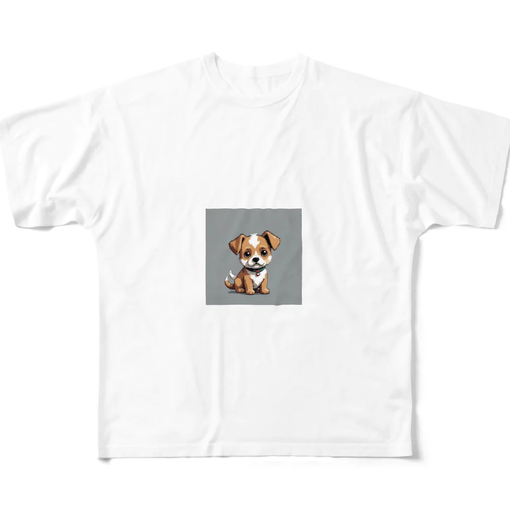 マニーのわんちゃんグッズのドット絵 柴犬ちゃん（わんちゃん）ミニチュアver フルグラフィックTシャツ