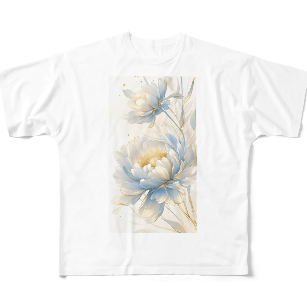 cute styleのLucky Flower Silver Blue All-Over Print T-Shirt