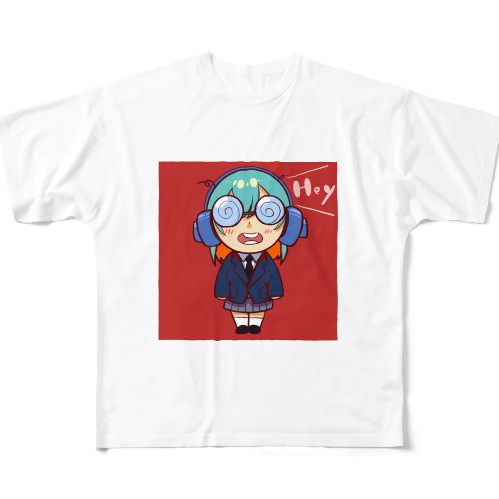 びびのよく見ると目が回りそうな女の子 フルグラフィックTシャツ