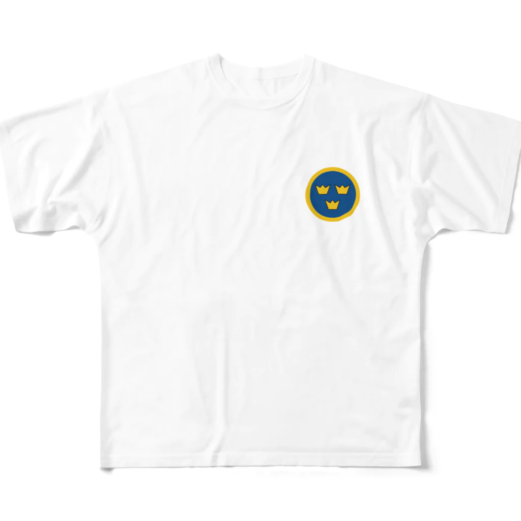 puikkoの国籍マーク　スウェーデン（ワンポイント） フルグラフィックTシャツ