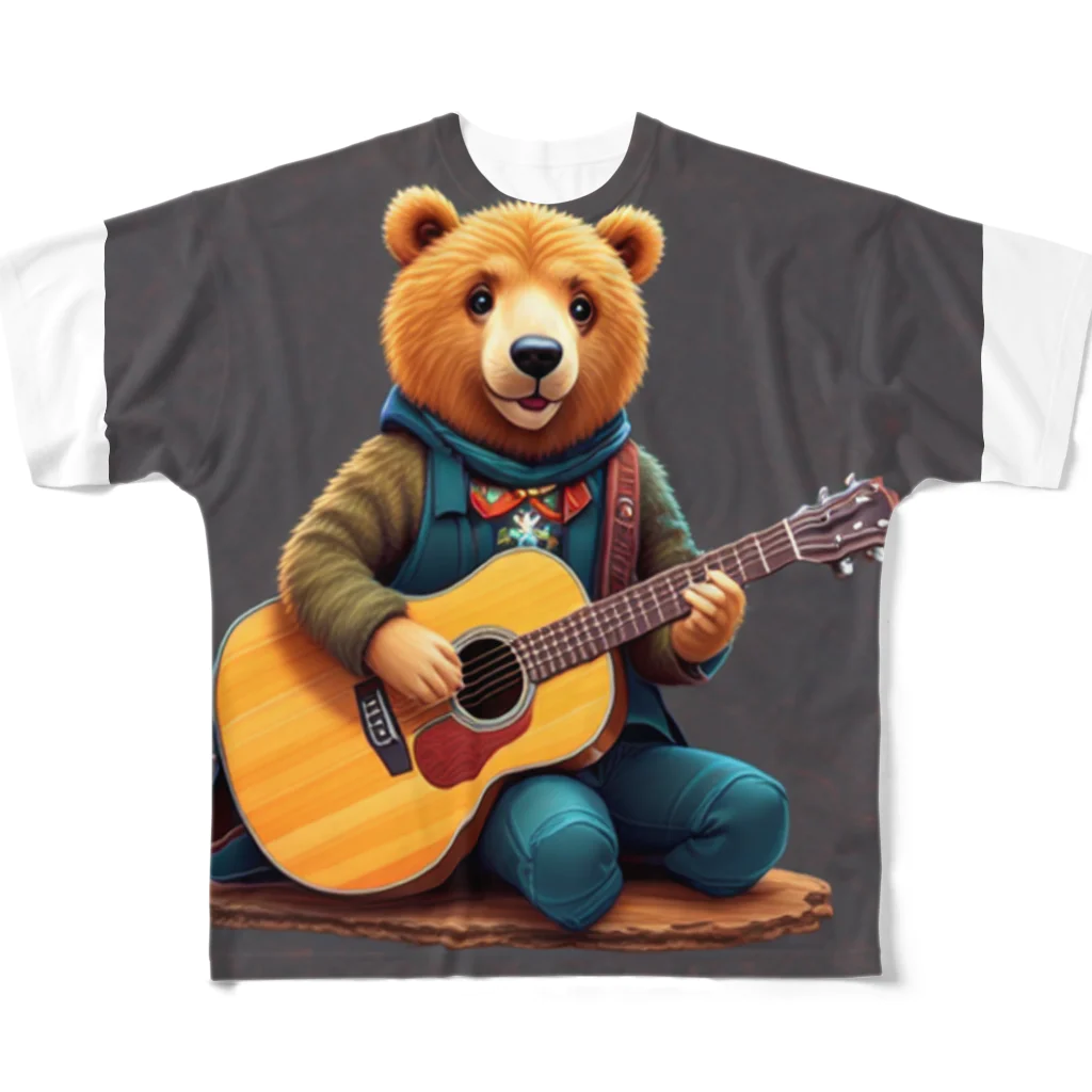 イエローめがねの演奏クマさん フルグラフィックTシャツ