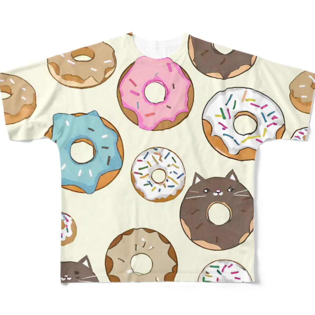 パキュラSHOPのドーナツ、時々ネコドーナツ All-Over Print T-Shirt