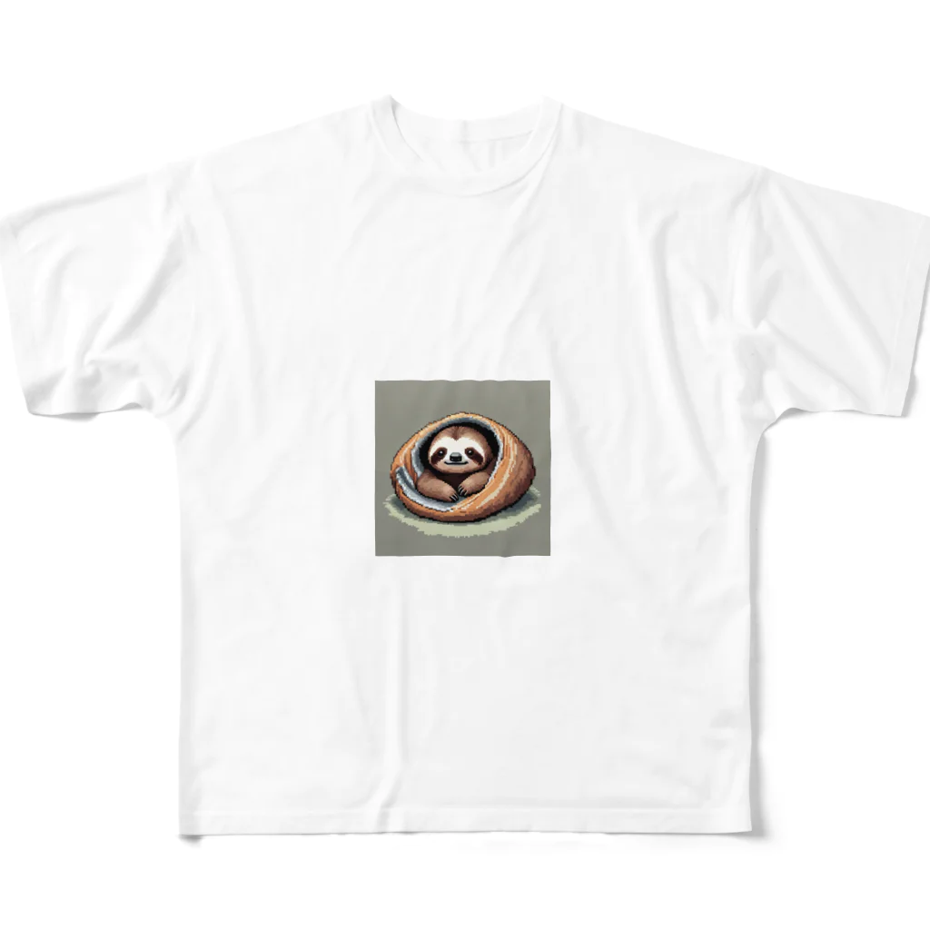 ナマケモノstoreのブランケットの中でグズグズするナマケモノ All-Over Print T-Shirt