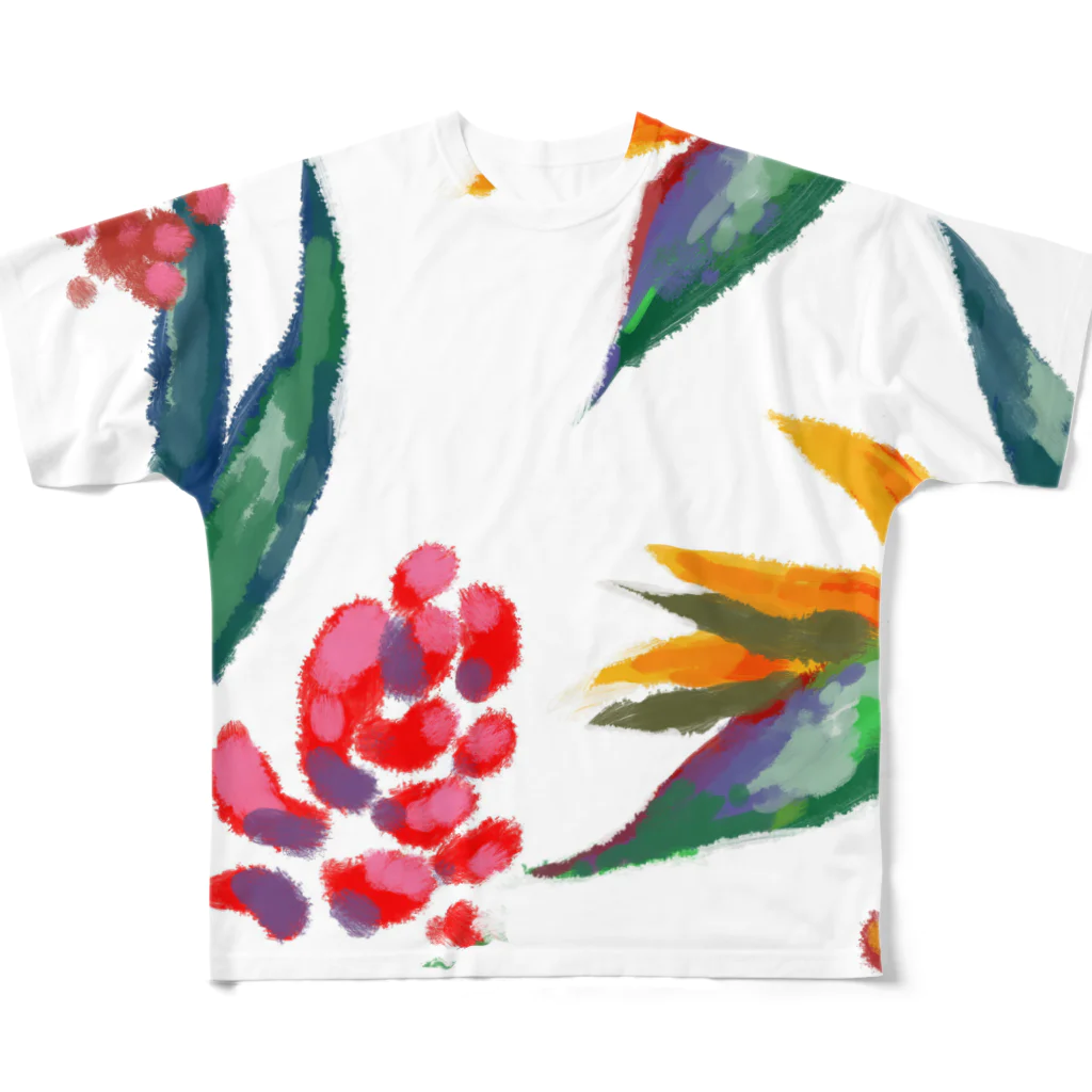 新原邦久のカラフルな花 All-Over Print T-Shirt